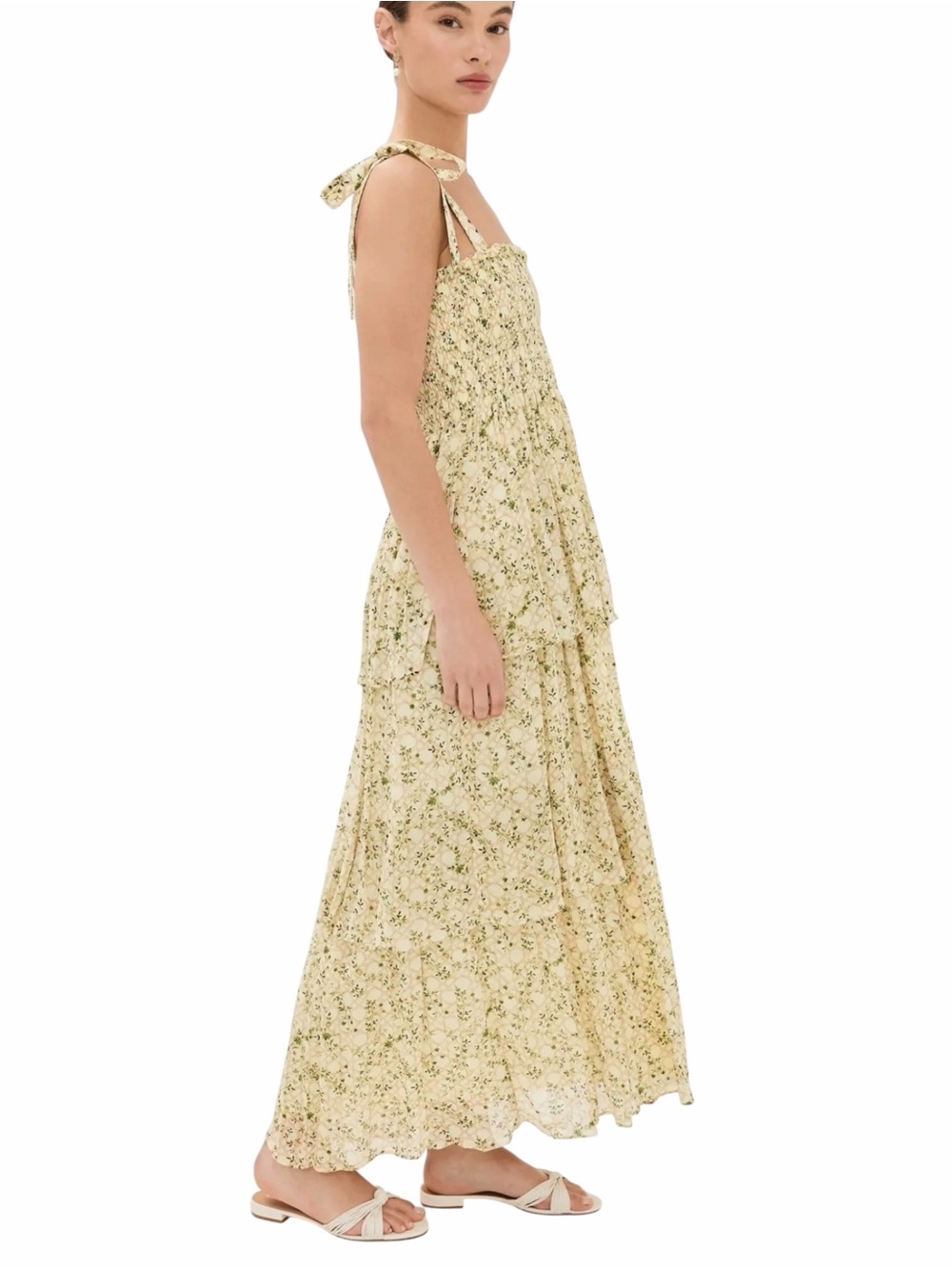 Hill House NWT The Elise Nap Dress in Basketweave Vine Butter Yellow Tiered Maxi - Picture 5 of 16